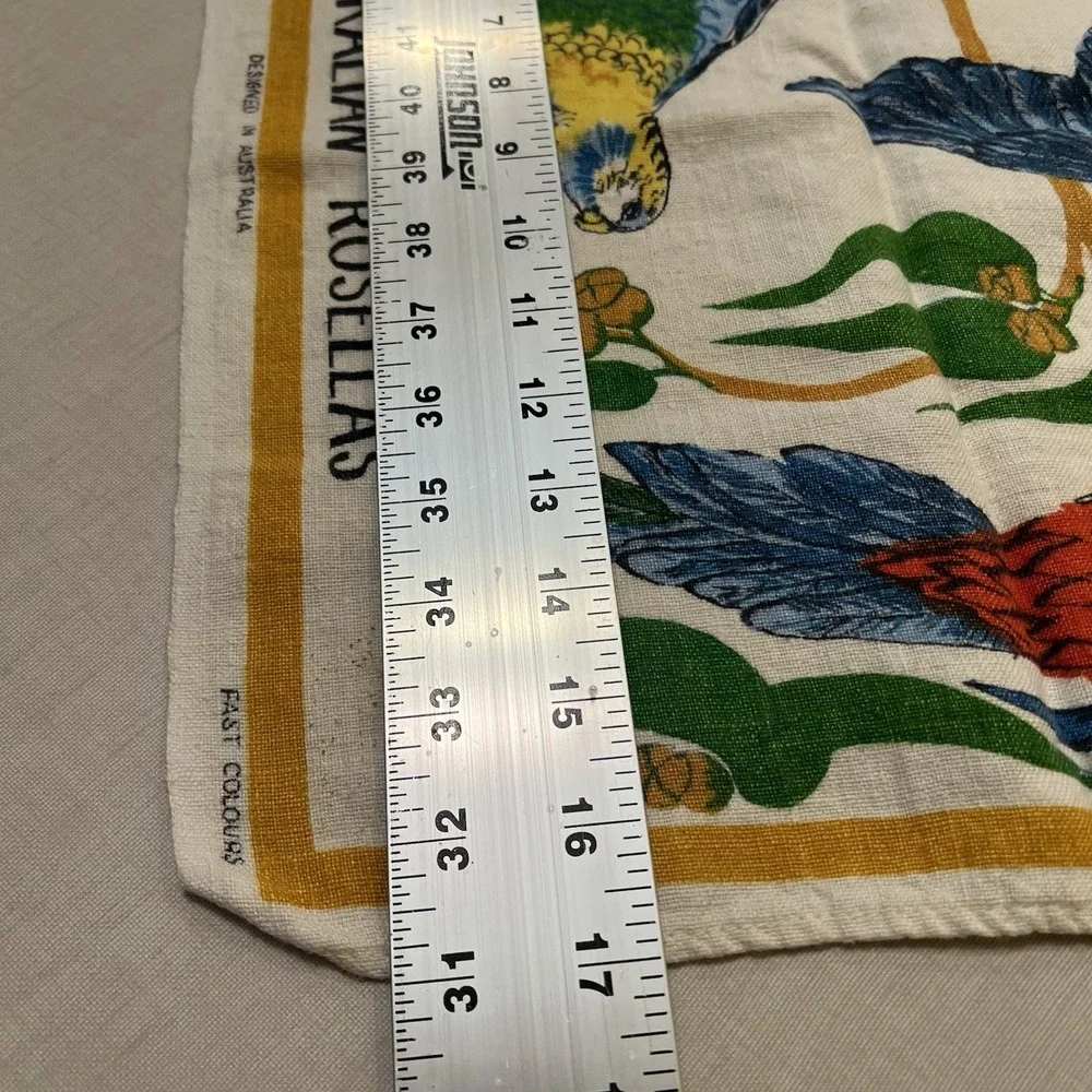 VTG Souvenir Linen Tea Towel Australian Scenic Bay Local Bird Kitchen Dish 17x28